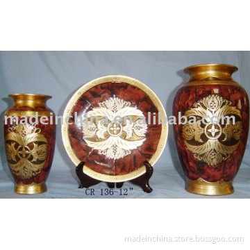 3pc Vase / Plate Set
